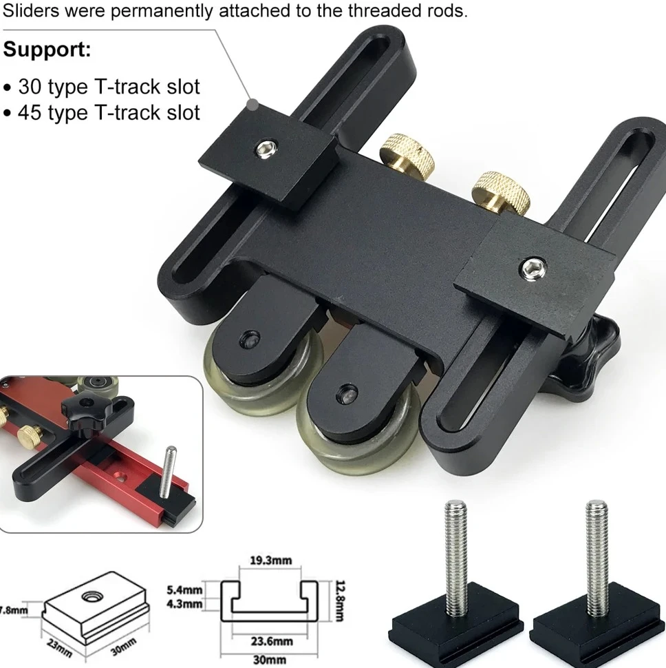 Bearing Feeder Roller for Table Saws, Pressing Guide Board fits T-Track Fence, Woodworking Feed Roller Assembly Tool