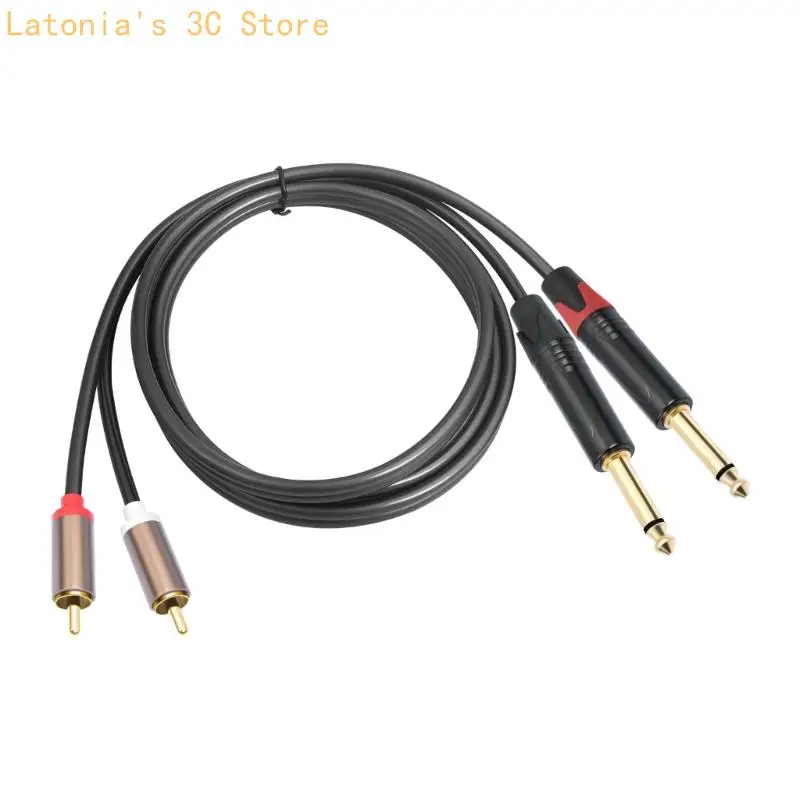 Noise Reducing Double RCAs to Double 6.35mm Audios Cable for Stable X3UB