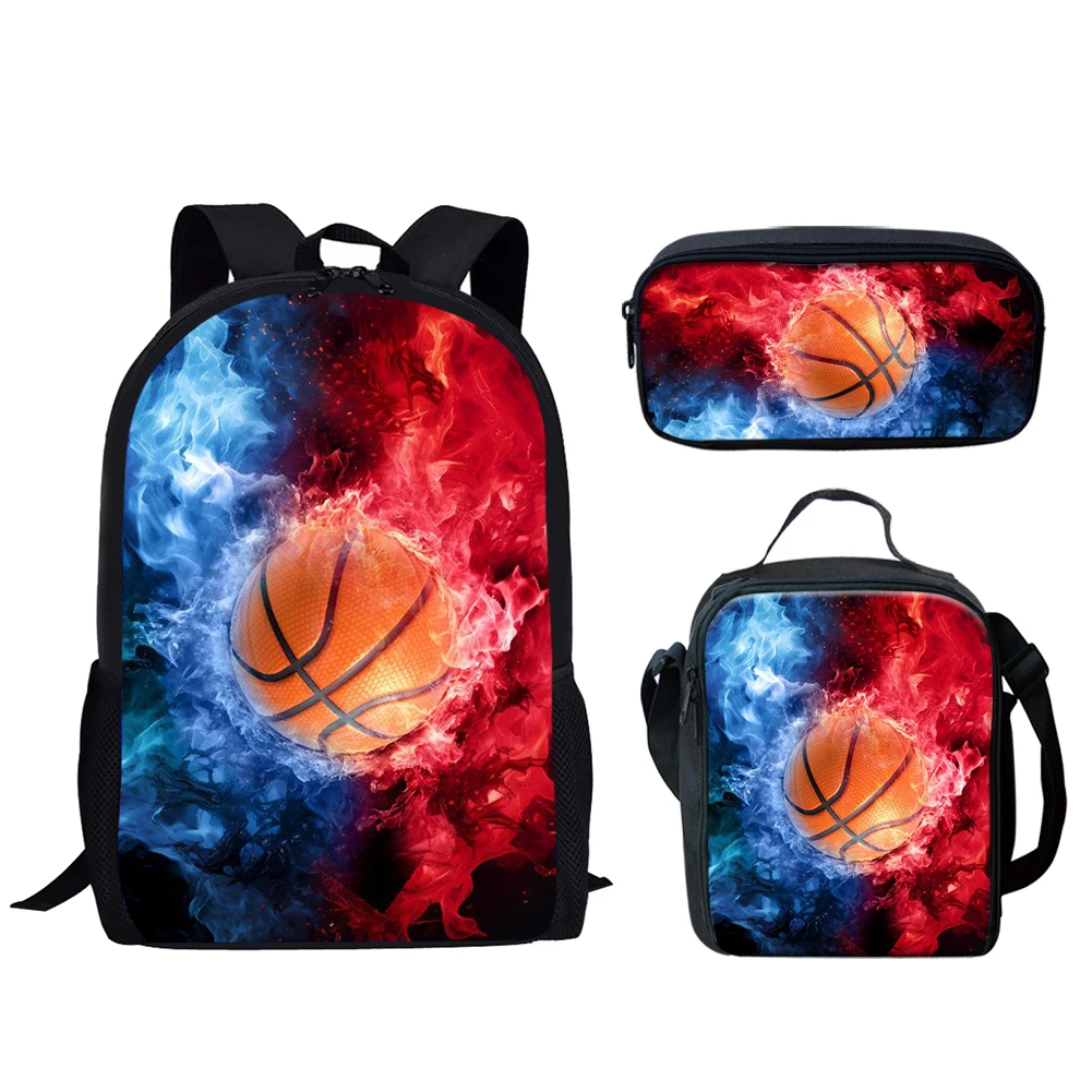 

Belidome Fire Basketball Design 3Pcs School Bags Set for Teen Boys Girls Schoolbag Backpack for Student Bookbag Mochila Infantil