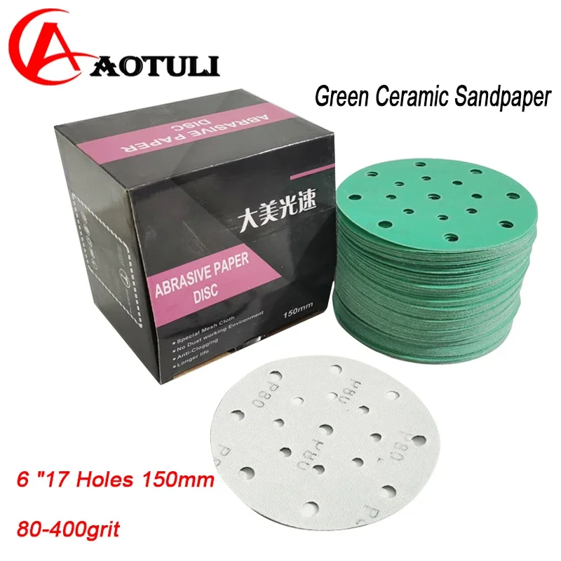 

Шлифовальный диск, керамическая наждачная бумага, шлифовальный диск, 6 дюймов, 17 отверстий, крючок и петля для FESTOOL/MIRKA/3 м и т. д., шлифовальная машина, шпатлевка, сухая наждачная бумага