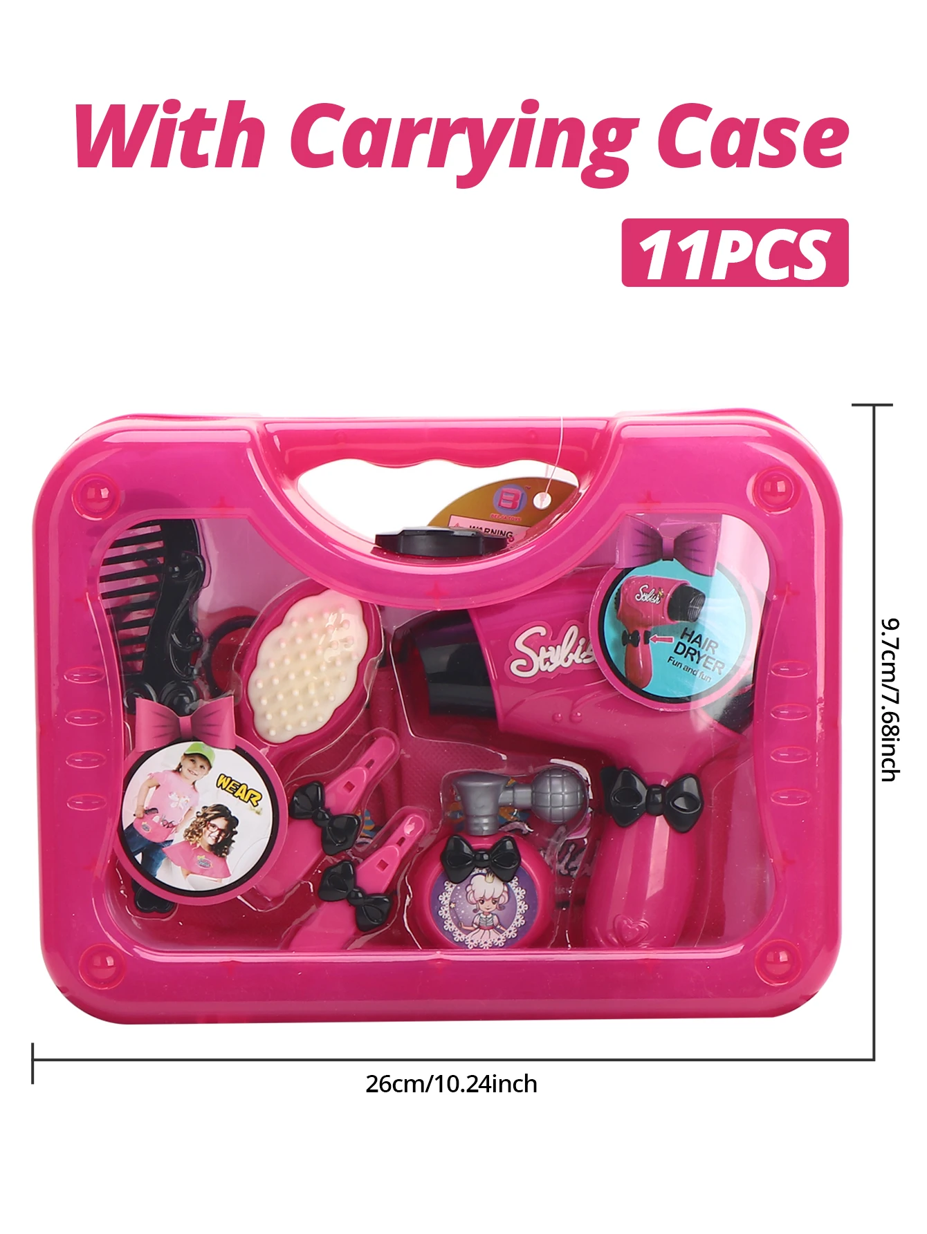 Secador de cabelo Playset para crianças, princesa fingir jogar, maquiagem, adequado para crianças acima de 3 anos