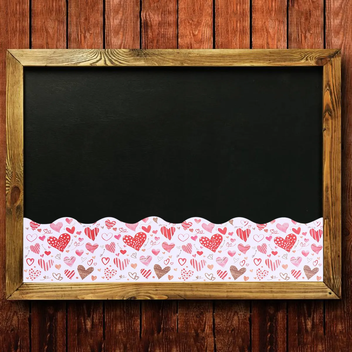 70 Pcs Heart Pattern Stickers Decoration Bulletin Boards Trim Pink and White Border for Wall view 3