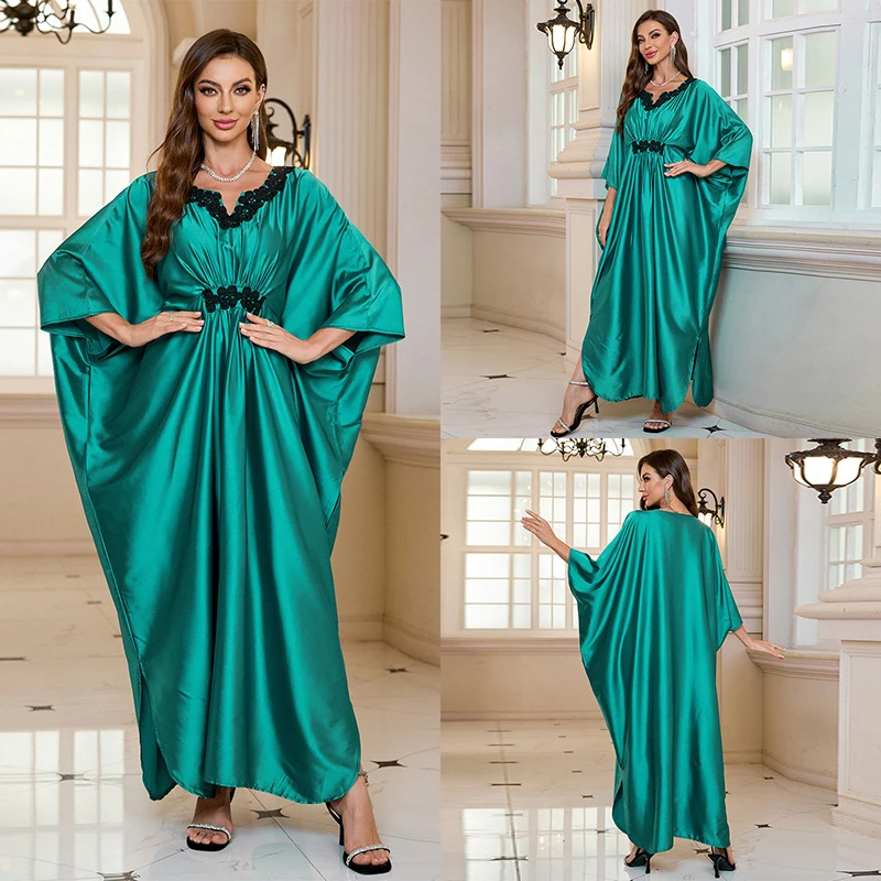 

Элегантная пляжная накидка из атласного шелка для женщин, с длинными рукавами, солнцезащитная рубашка-платье для отпуска, курортного отдыха и вечеринок у бассейна