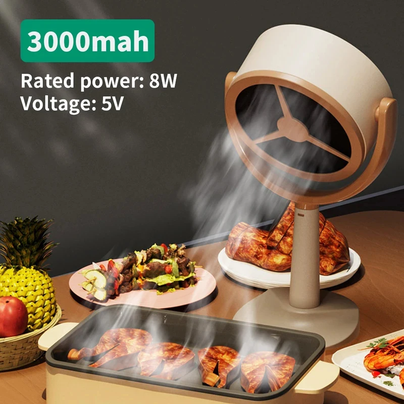 卓上レンジフード-ポータブルbbq排気装置-5v-8w-3000mah-角度調整可能-室内ホットポット用-フィルタースポンジ10個付き