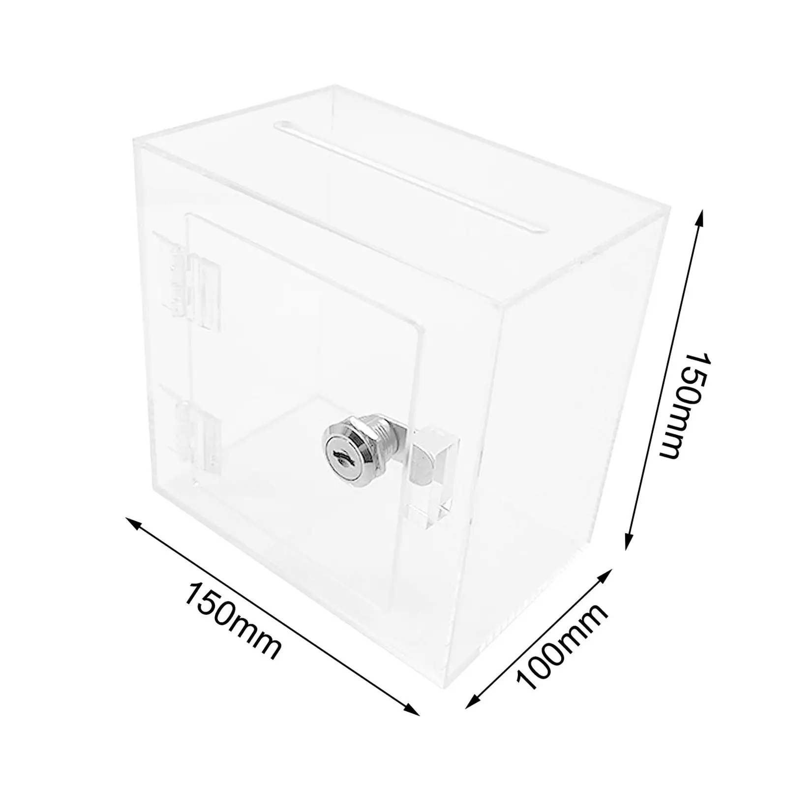 Lockable Clear Acrylic Box for Donations Comments Business Cards School Voting