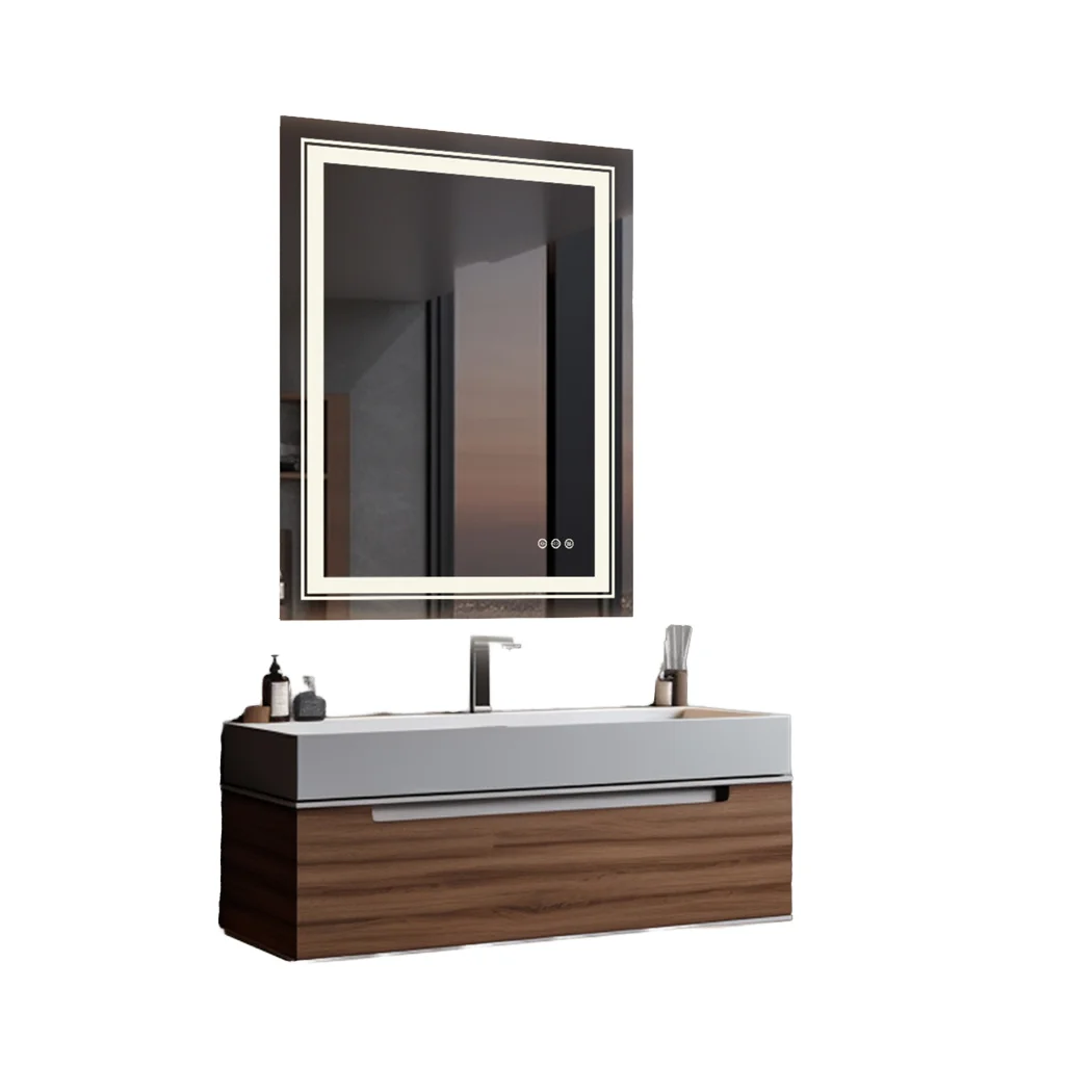 Smart Modern Bathroom Vanity Mirror IP65 Waterproof Defog Function WIFI-Connected Android System Powered Rectangle for Salon Use