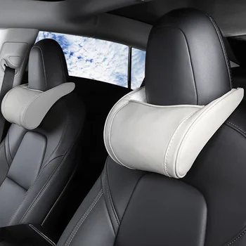 테슬라 모델 3, Y, X, S, 목 베개, 머리 받침 베개, 가죽 메모리 목, 허리 쿠션, 자동차 좌석 헤드 지지, 모델 3 액세서리 