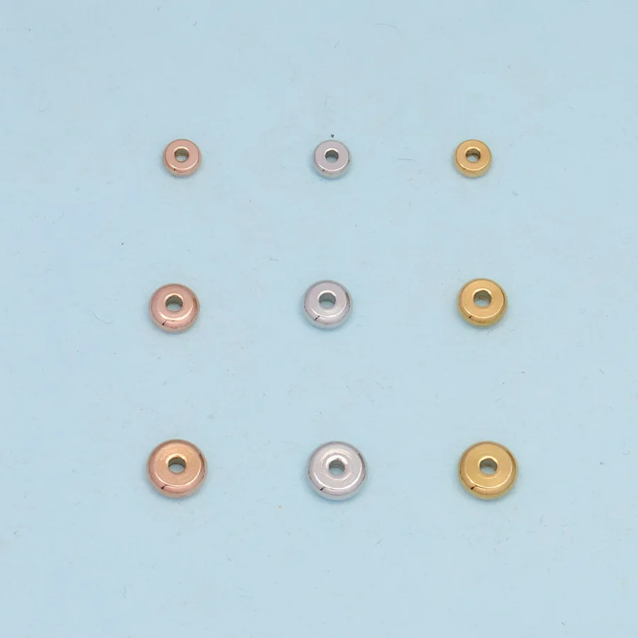 

100pcs Stainless steel flying saucer bead through-hole bracelet flat bead separated bead DIY jewelry bead accessories necklace