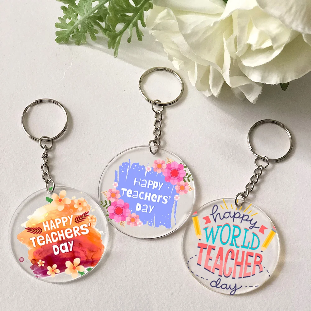 Happy Teachers Day Best Acrylic Ring Alphabet Keyring Ornaments Acrylic Key Chains Original and Practical Teacher's Gift