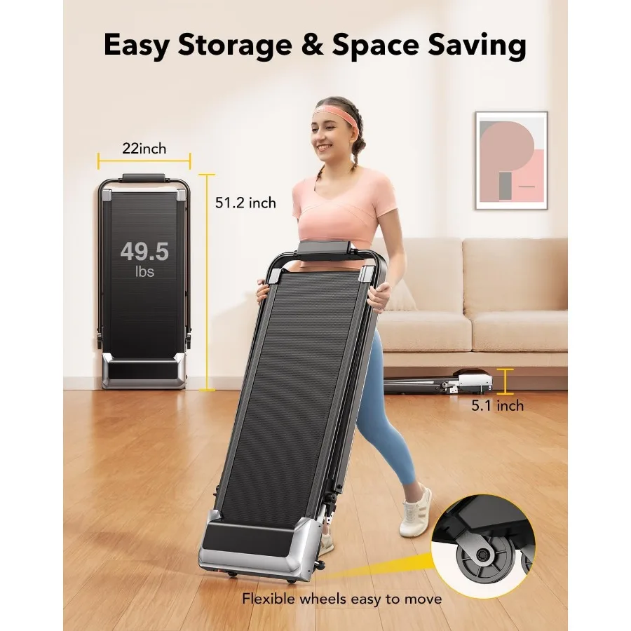 جهاز مشي تحت المكتب مع مفرغة 2 في 1 قابلة للطي للاستخدام المنزلي والمكتب، جهاز مشي مدمج محمول مع