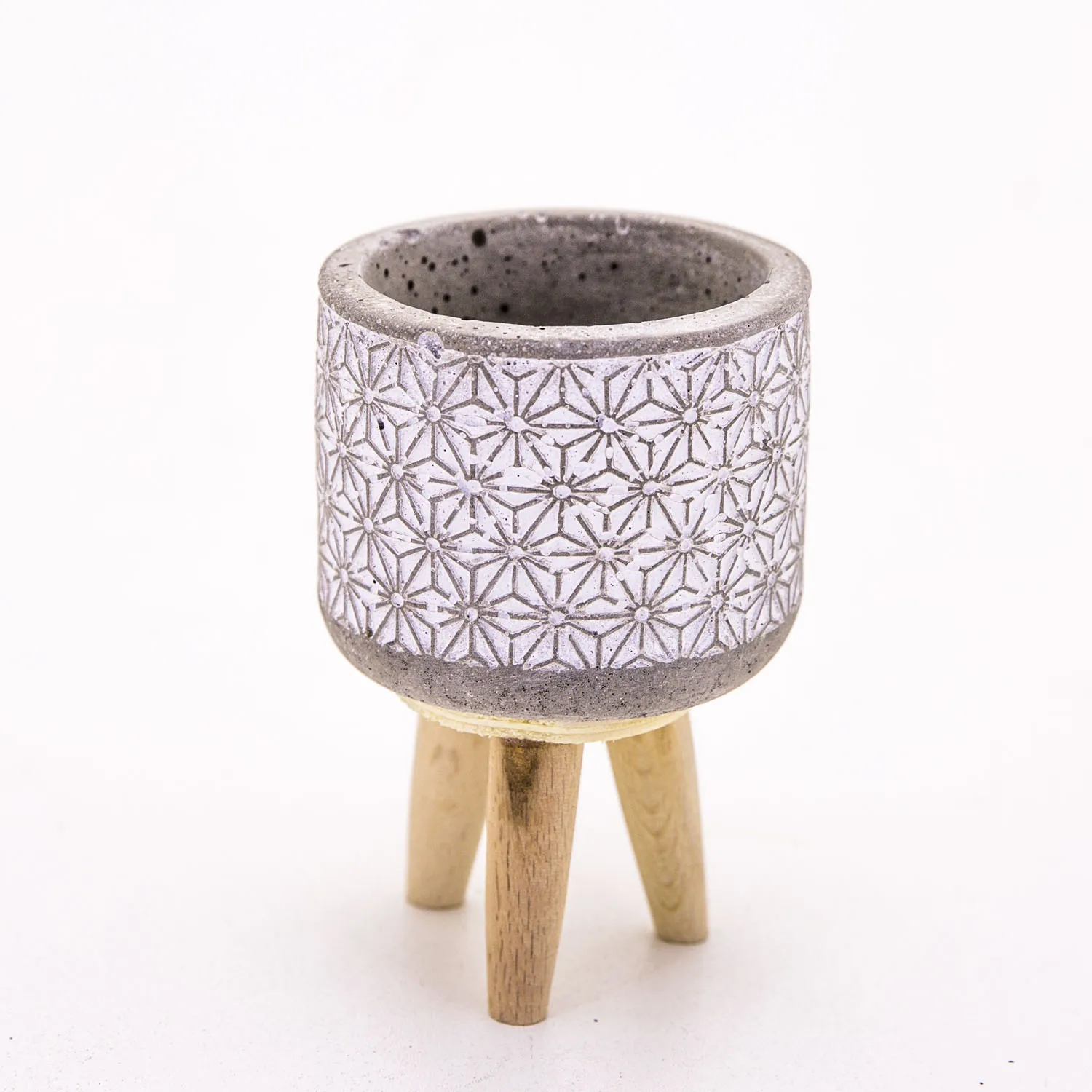 Star patterned white concrete succulent flower pot 7,5x x Cm