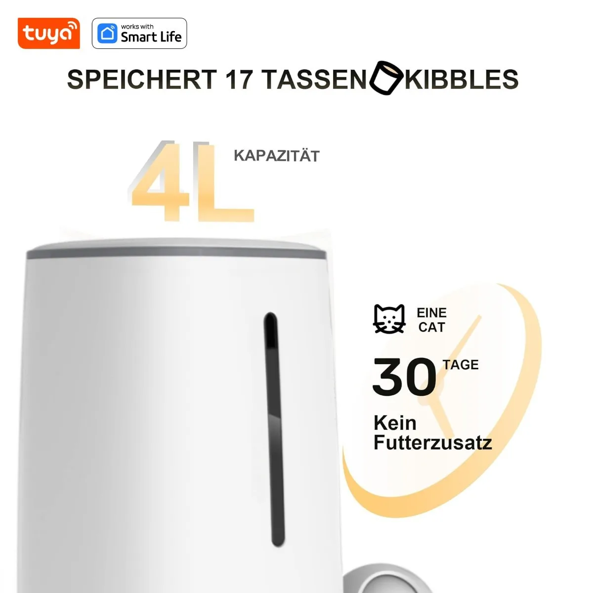 4L Automatic Pet Feeder for1/2Cats,WiFi Smart Feed Automatic Pet Feeder for Cats& Dogs,Timed Pet Food Dispenser with APP Control