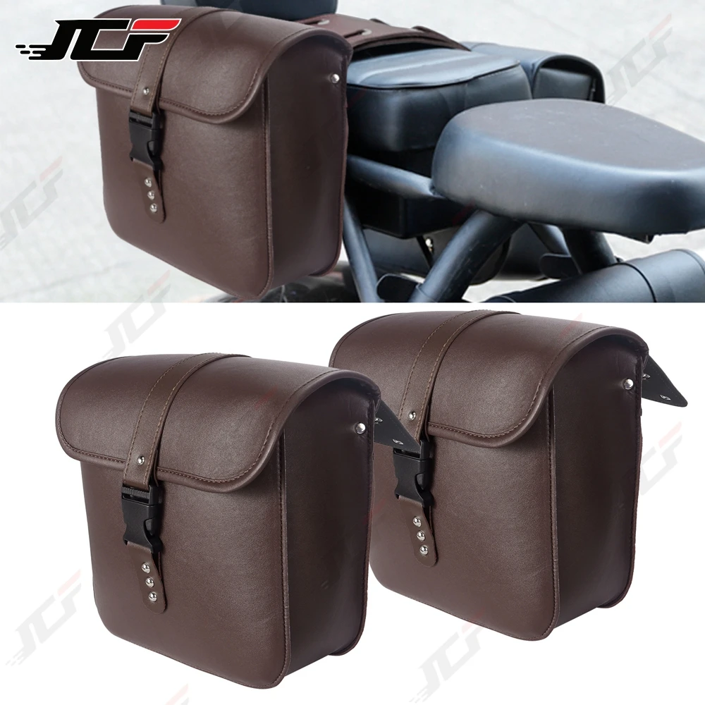 Motor Tail Luggage Suitcase Motorcycle Riding Travel Tank Bag Side Luggage Saddle Bag PU Leather Motorcycle Storage Tool Bag