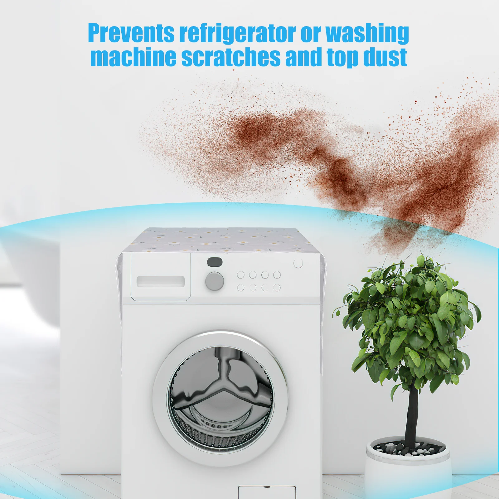 

54x130cm Dustproof Cover Refrigerator Fridge Washing Machine Daisy Pattern Oven Top Appliance Cover with Storage Bag