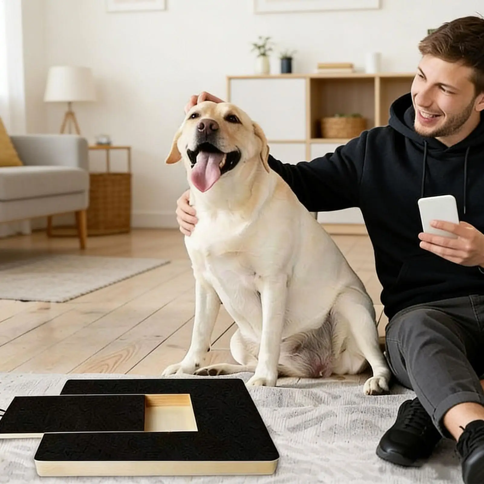 Wooden Dog Scratching Board Pull-Out Wear-resistant Dog Nail File Pad Non-Shedding Pet Scratch Pad with Snack Box for Puppy Paw