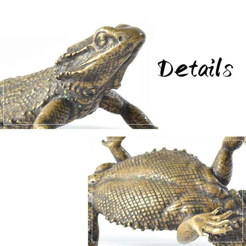 1Pc Classical Pure Copper Tea Pet Lizard Figurines Miniature Vintage Simulation Desktop Decoration Ornaments Small Accessories