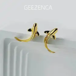 GEEZENCA 925 Silver 3D Fish Shaped Small Earrings For Women Original Design Chic Unique Cool Casual Earrings 2024 New Party Gift