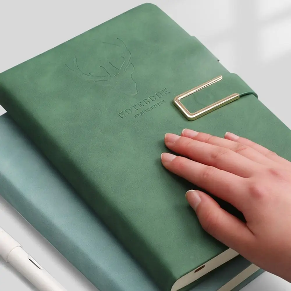 New PU Leather Magnetic Buckle Notebook Pen Holder Magnetic Buckle PU Leather Notebook Deer Pattern Writing Diary