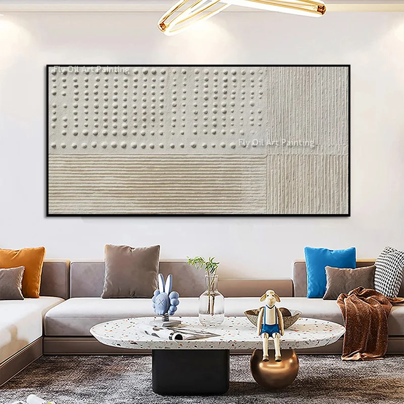100% Hand‑Painted Mark Rothko Style Impasto Wall Art, Heavy Textured Canvas Painting, Geometric Neutral Tone Contemporary Decor