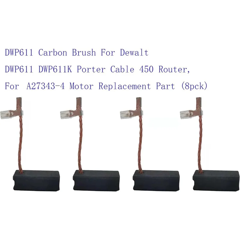 فرشاة كربون DWP611 لـ DWP611 DWP611K كابل بورتر 450 راوتر، لجزء استبدال محرك ديوالت A27343-4 (8 قطع)-[Qahk]