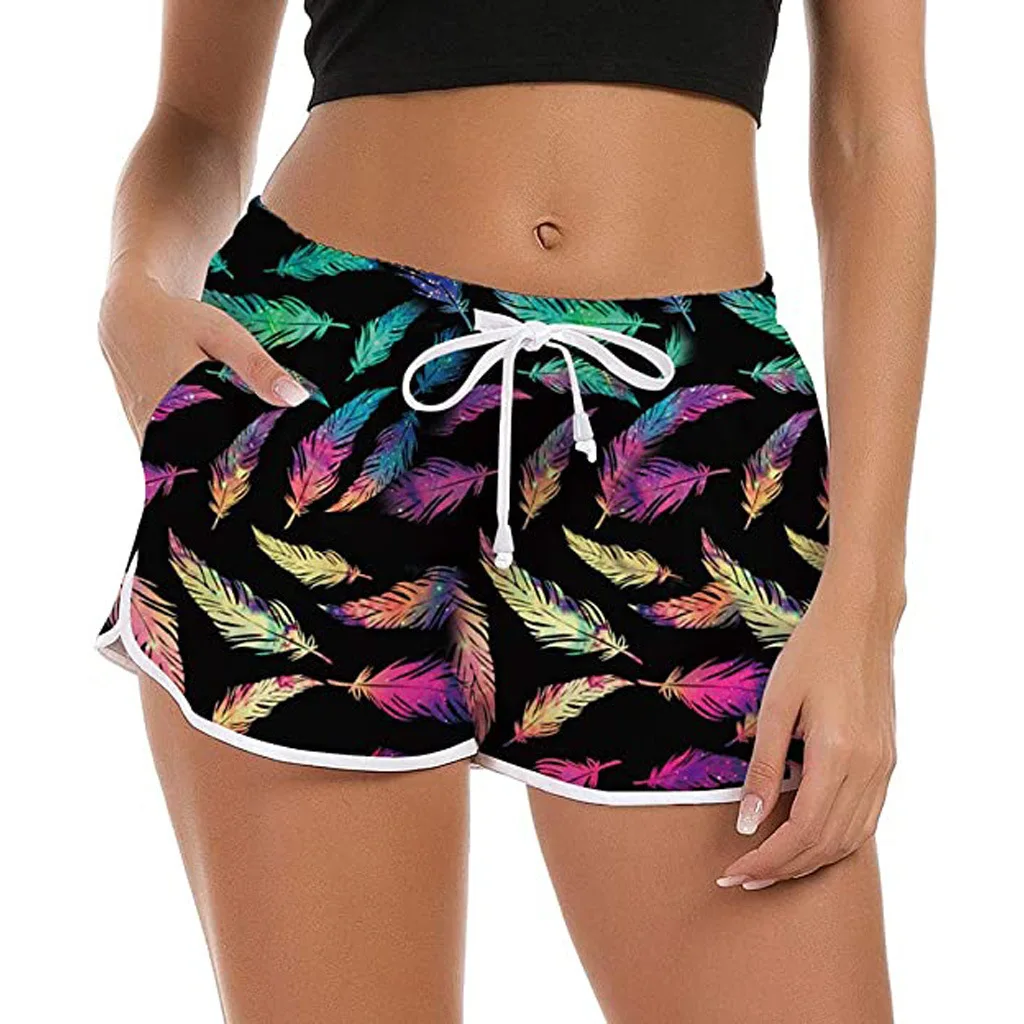 2024 New Summer Women Sports Shorts Beach Shorts Swimwear Beach Trousers Beach Shorts Multicolor Printing Fitness Sportwear