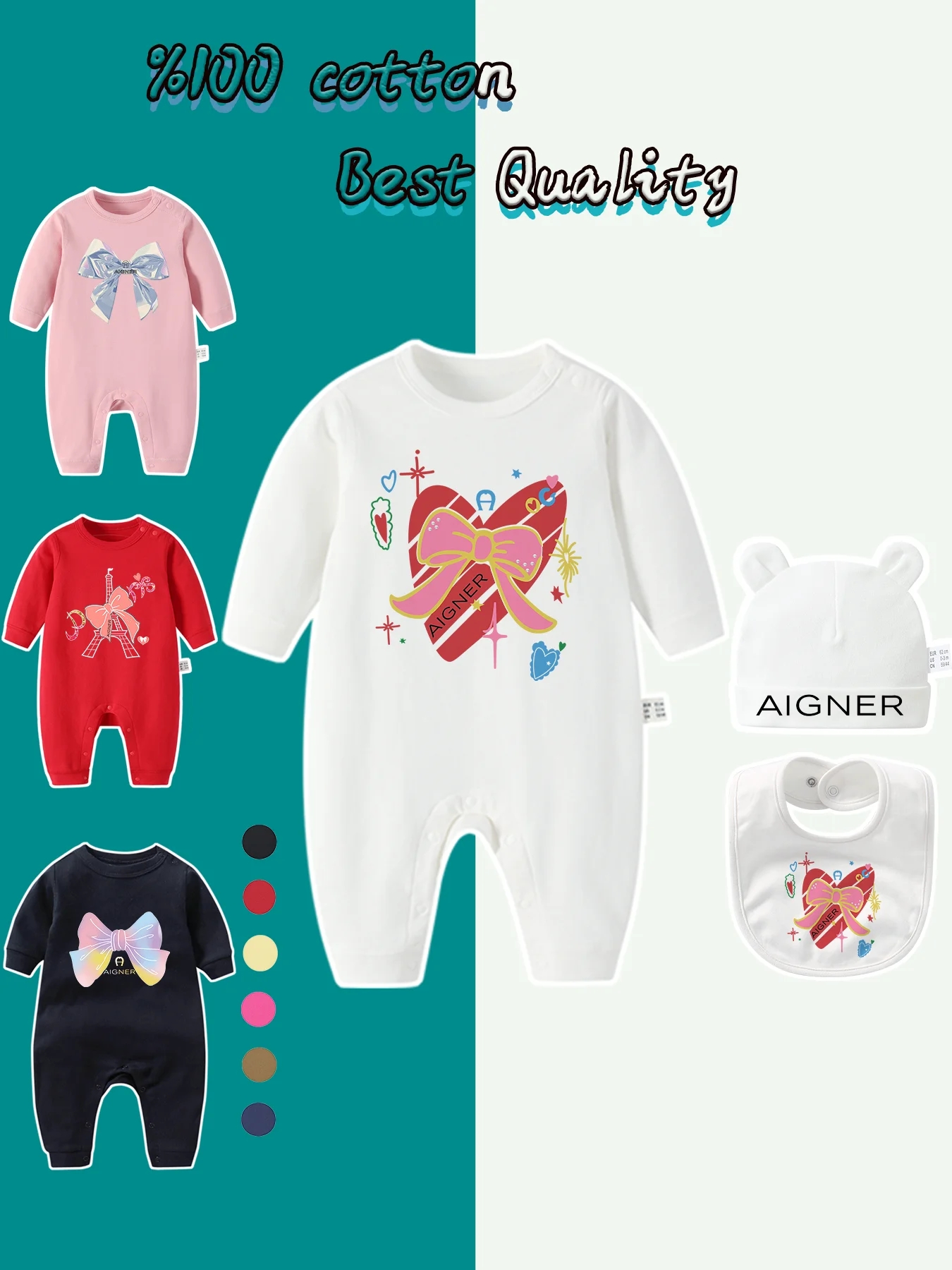 

Cute Bow Baby Clothes Winter Bodysuits Long sleeves 2025 New Newborns Romper Fall Cotton Jumpsuit Toddler Hat Bibs 3Pcs Sets