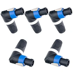 5PCS 4 Pin Right Angle Speaker Connector Plug NL4FC Male Terminal Nickel-Plate L Shape For Loudspeaker Professional Audio Cable