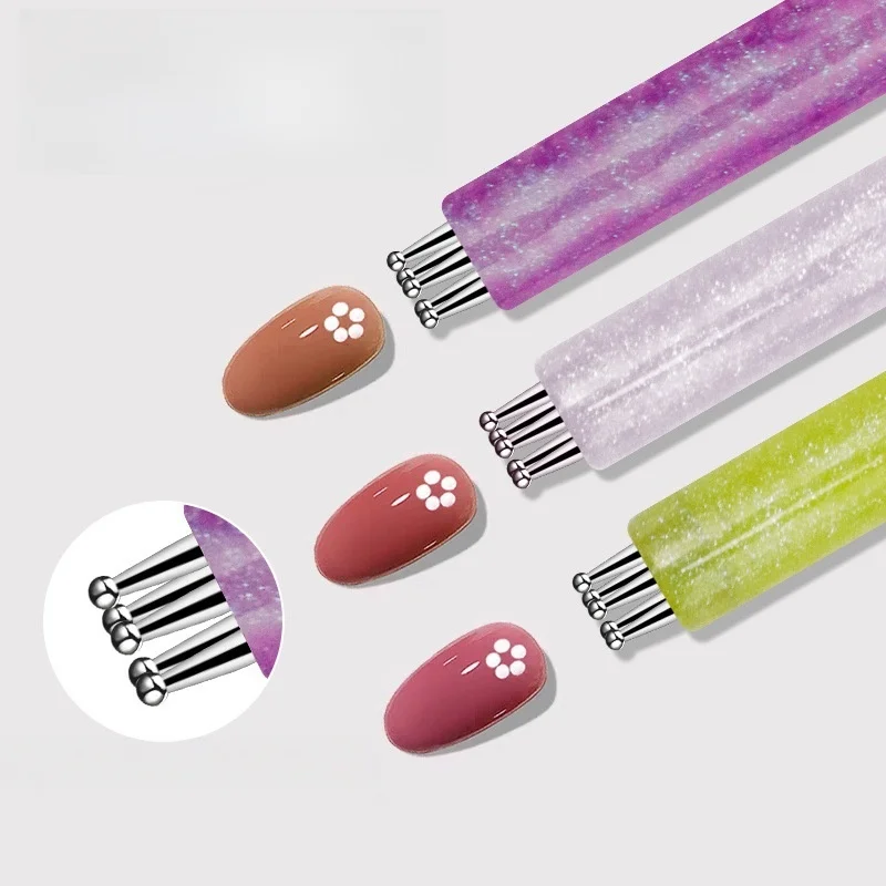 1pc DIY Nail Art 5-Petal Dotting Tool Flower Creator Fine Tip Rhinestone Pickers Glitter Handle Manicure Nail Tools Brushes
