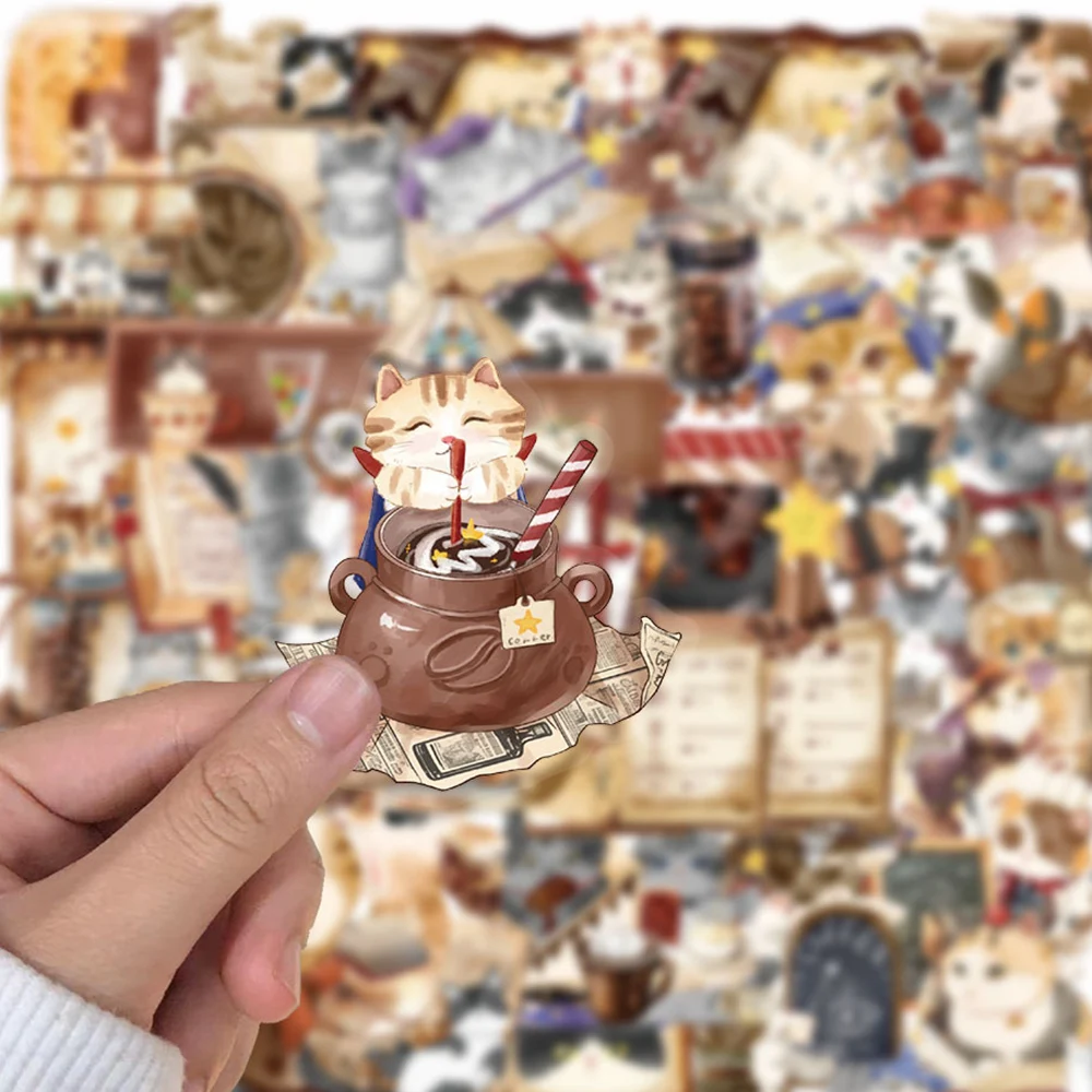 50/100 stücke Vintage Kaffee Brief Ästhetischen Aufkleber Dekoration Aufkleber Wasserdichte Graffiti Schreibwaren Telefon Niedlichen Cartoon Aufkleber
