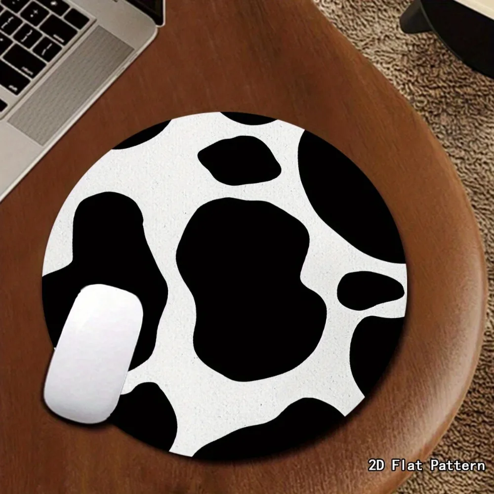 Alfombrilla de ratón redonda Premium con diseño blanco y negro, Base de goma antideslizante, almohadillas portátiles para escritorio de oficina, accesorios para ordenador portátil y PC