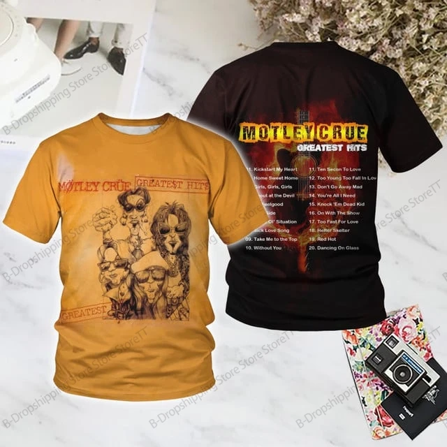 RockMotley Crue Band 3d Print T-shirt Men Women Fashion Hip Hop Casual Short Sleeve Tops Tees Men Clothing Kids Tshirt
