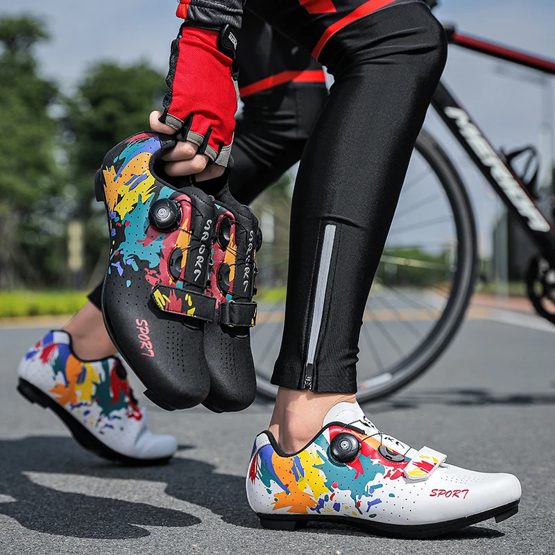 Men's Cycling Shoes Road Bike Shoes Self-locking Cleats Speed Cycling Sneakers Outdoor Racing Route Athletic Bicycle Footwear