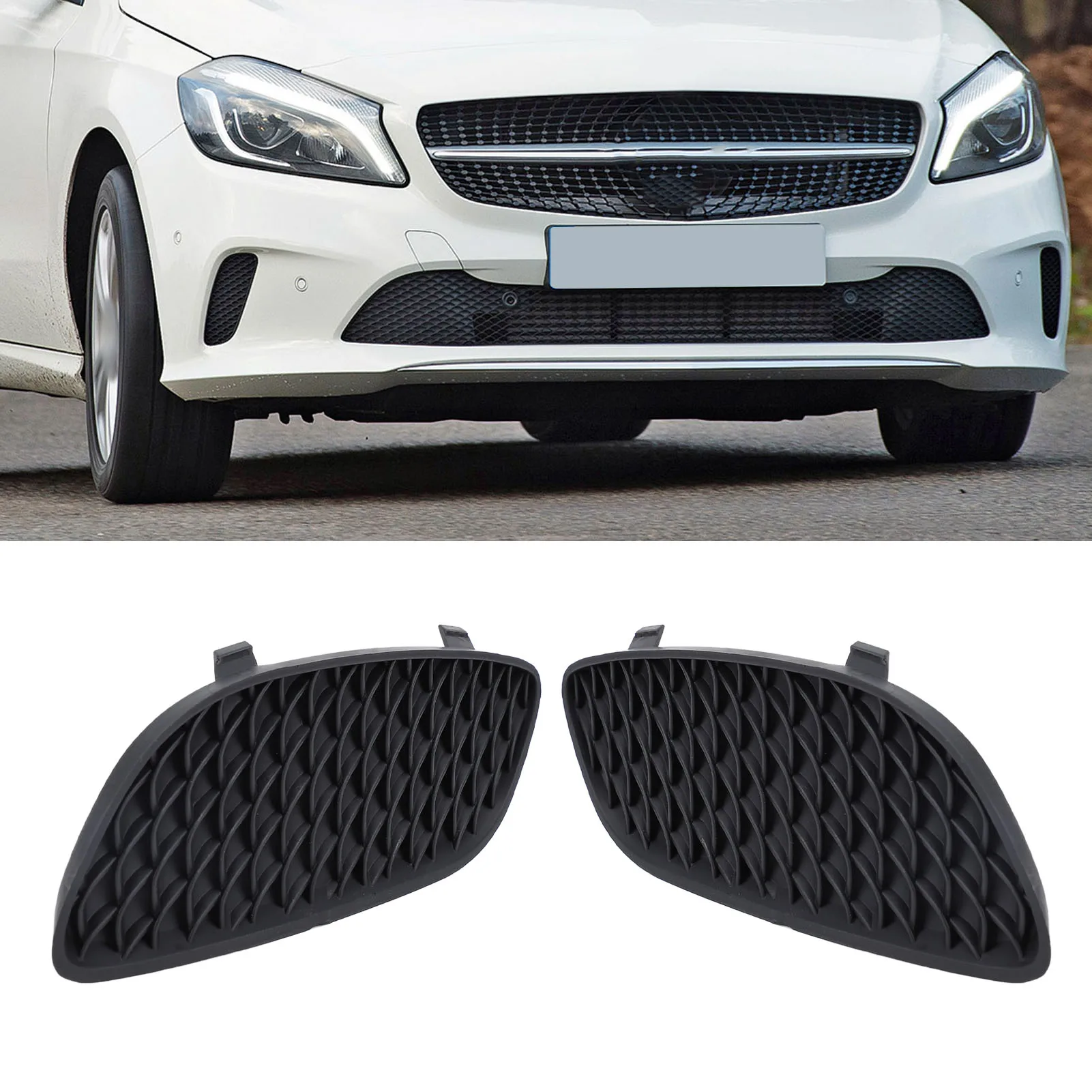 Front Bumper Grille Cover Enhanced Performance Stylish Look Insert Grille Bezel Cover Replacement for Mercedes-Benz A‑Class W176