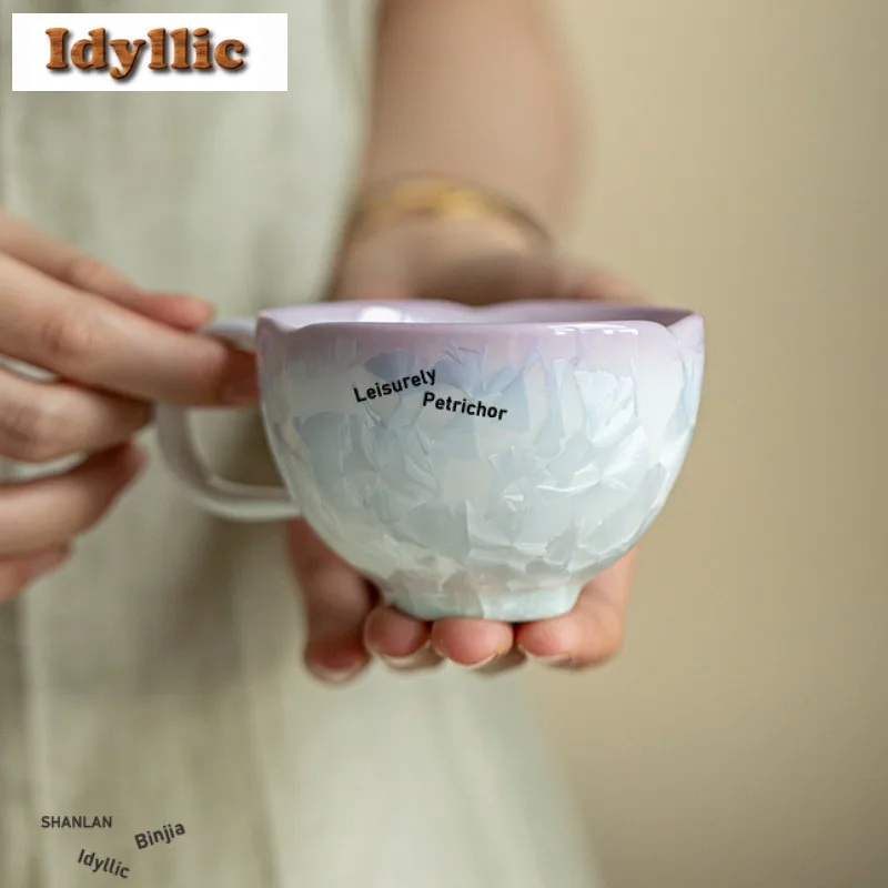 

130 мл хрустальная глазурь, ледяная цветочная печь, кофейная кружка Fambe, кухонная чашка, кружка для послеобеденного чая, офисная чашка для воды, чайные услуги, украшение, подарок