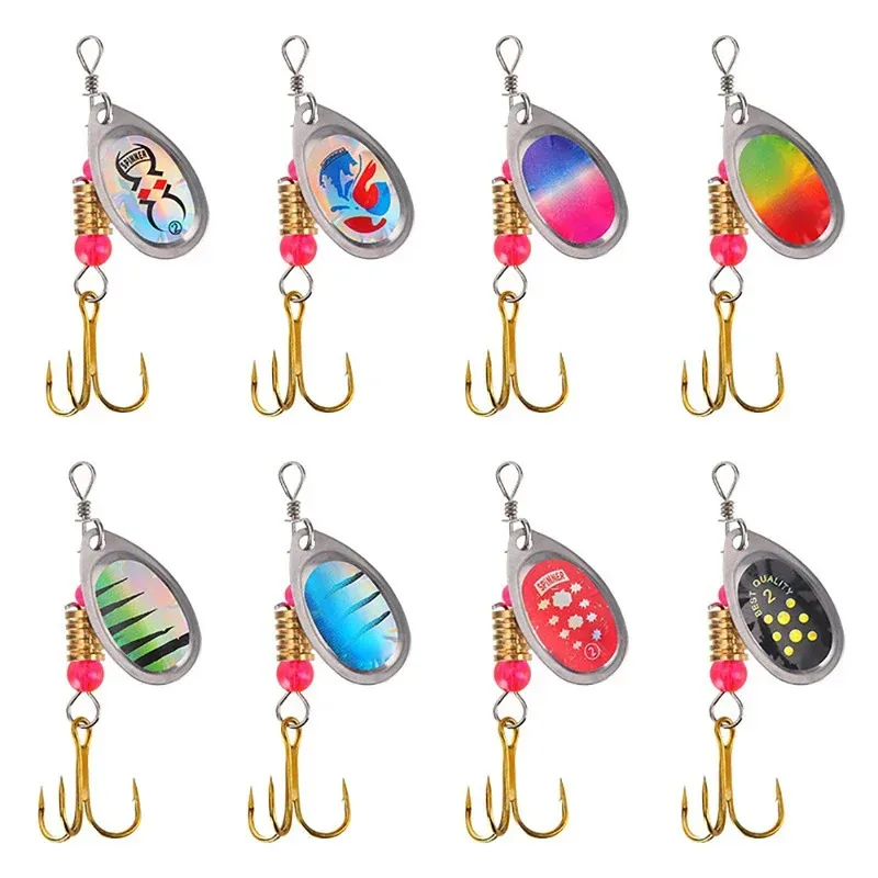 BRAVMACK 16pcs Metal Spinner Bait Fishing Lure Set Artificial Spinner Bait for Pike Bass Trout Fishing with Storage Bag