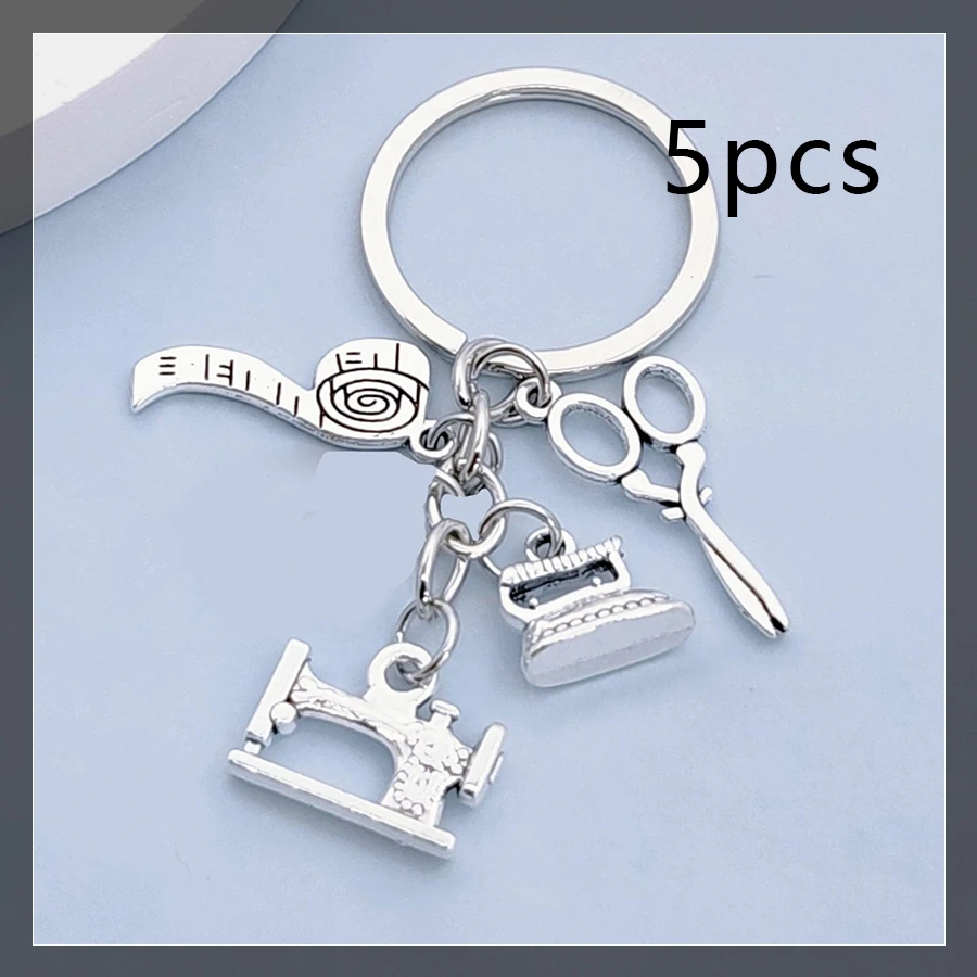 5pcs New sewing machine scissors iron clothing design tailor keychain