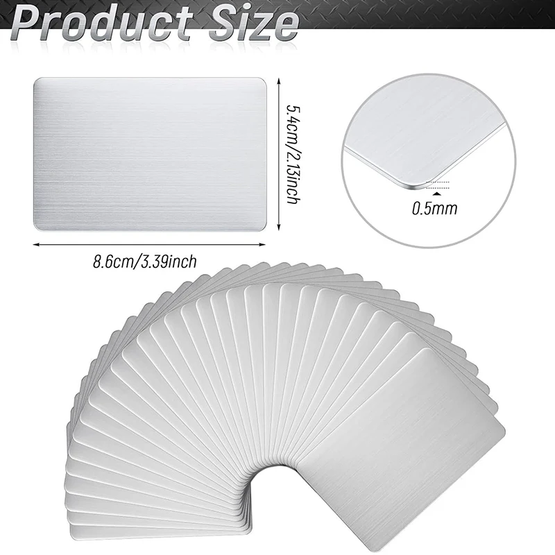 Hot! Stainless Steel Business Card Blanks Laser Engraving Cards Office Business Cards Blanks For Engraver Engraving DIY Cards