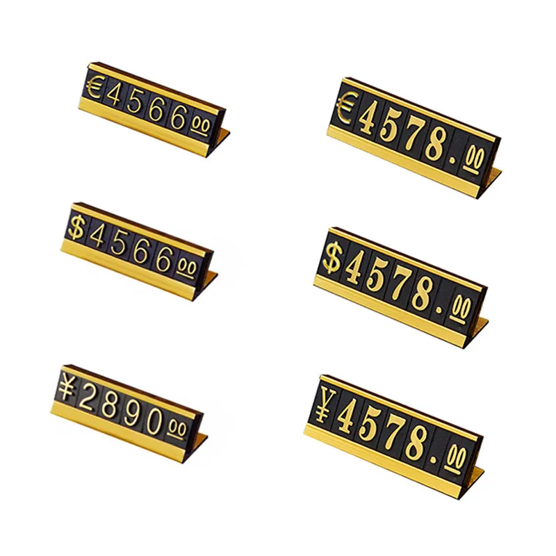 30 Sets Adjustable Number Digital Price Label Sign Holder Display Stand Small Jewelry Watch Ring Price Cube Tags