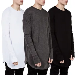 Men's Hip Hop Streetwear Thumb Hole Long Sleeve T Shirt Wholesale Fashion Male Spring Oversize Design Hold Hand T-Shirts