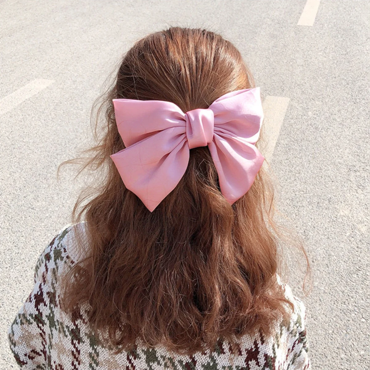 4Pcs Sweet Bow Hairpins for Women Solid Color Bowknot Hair Clips Girls Satin Butterfly Barrettes Duckbill Clip Hair Accessories