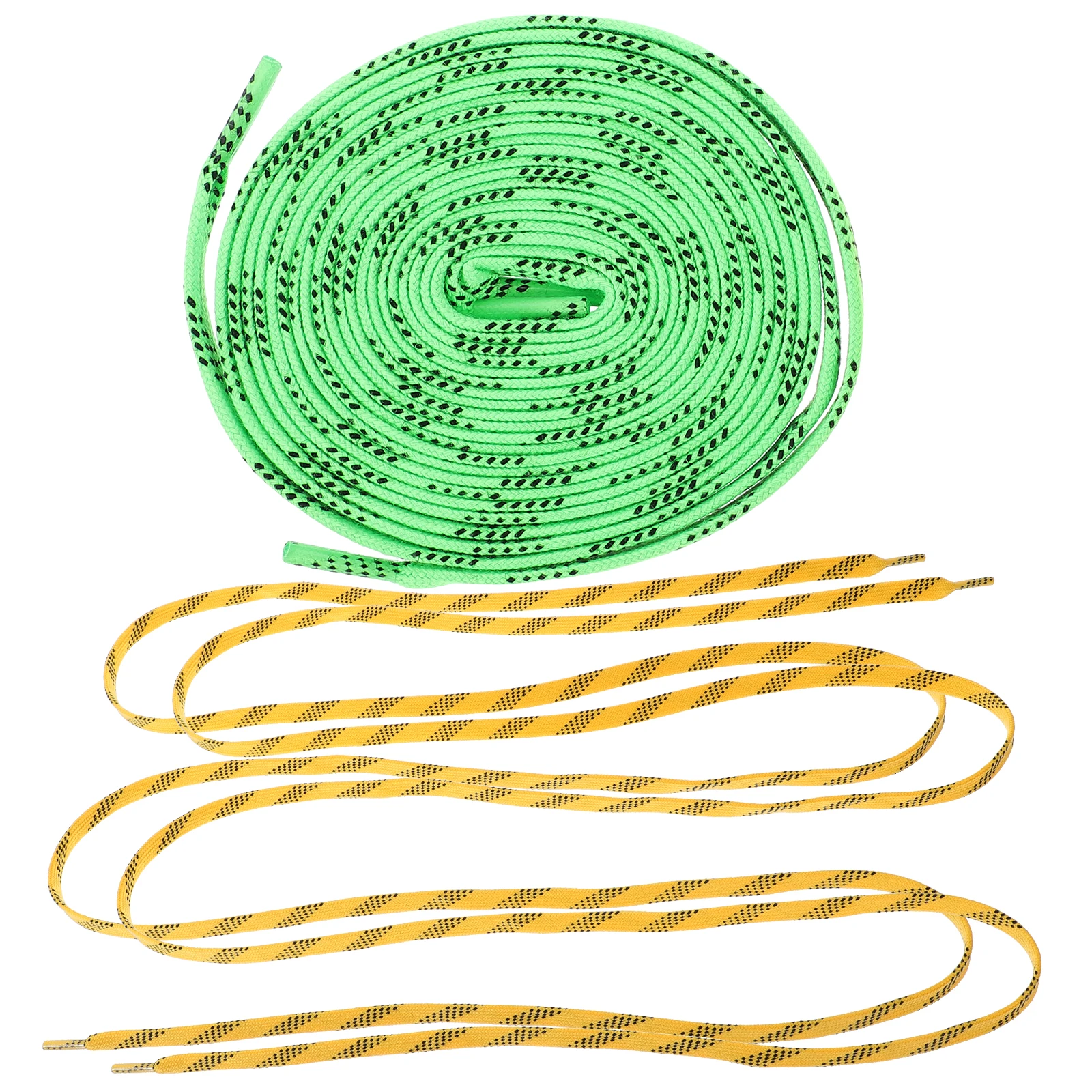 

2 Pairs 244cm Hockey Skate Laces for Shoes Replacement Shoelaces Yellow Green Polyester Durable Elastic Sneaker