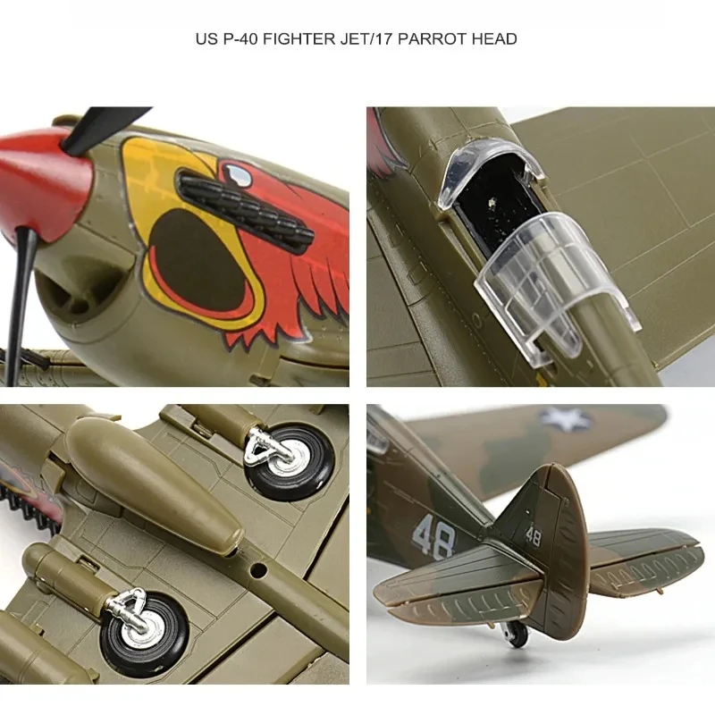 1/48 P-40 Fighter Jet China Flying Tigers Glue Free WWII Aircraft P40 Plastic Assemble Model for Collect Ornaments - view 3