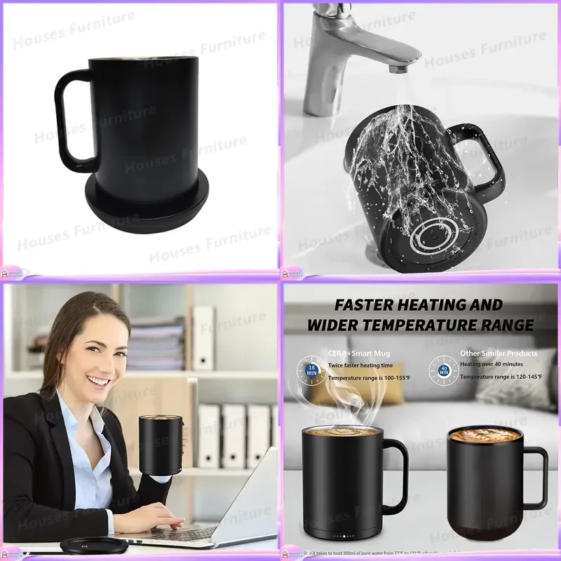 Custom Logo Smart Mug 14oz Bluetooth Temperature Control Coffee Cup Stainless Steel Thermos Heating Coaster Corporate Gift