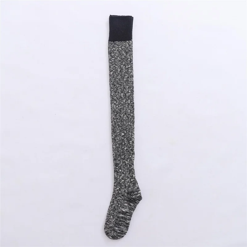 Autumn and Winter New Thick Thread Stockings Cotton Socks Women's Color Matching Hold-Ups Thigh High Socks