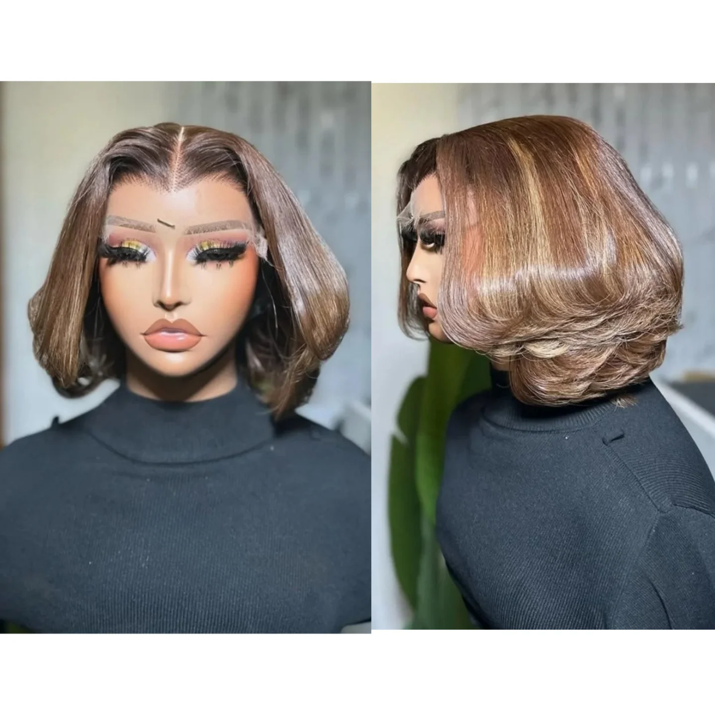 

5*5 Lace Front Highlight Blond 14inch Body Wave 100% Human Hair Wig 150 Density with Baby Hair Pre-Plucked Soft Hair Wig