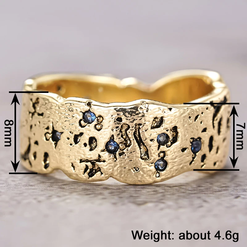 Huitan Chic Irregularity Gold Color Rings for Women Ruins Style Special Interest Party Finger Accessories Fashion Gifts Jewelry image 6