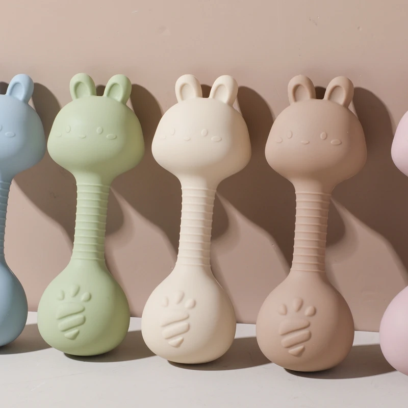 Rasseln für Baby 0 3 Monate Spielzeug Cartoon Kaninchen Sand Hammer Silikon Maracas Baby Silikon Rassel Spielzeug Beißring Spielzeug für Baby – Detail 15