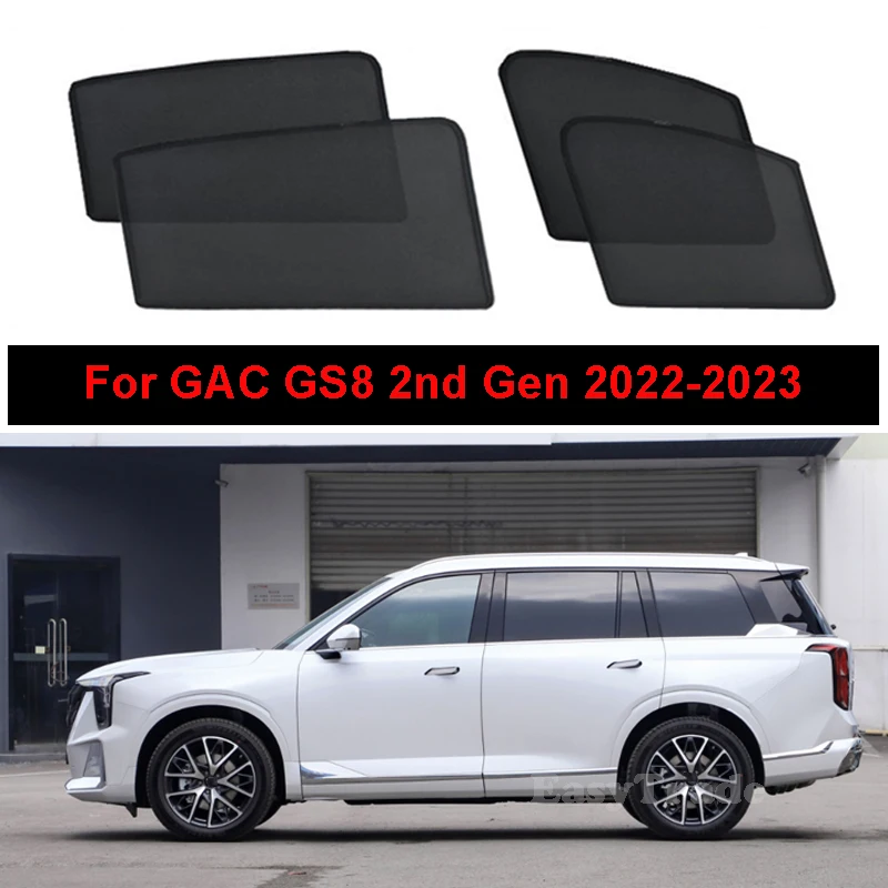 

For Trumpchi GAC GS8 2nd Gen 2023 2024 Front Rear Window Magnetic Sunshade Car Side Window Mesh Curtain UV Protection Sun Visor