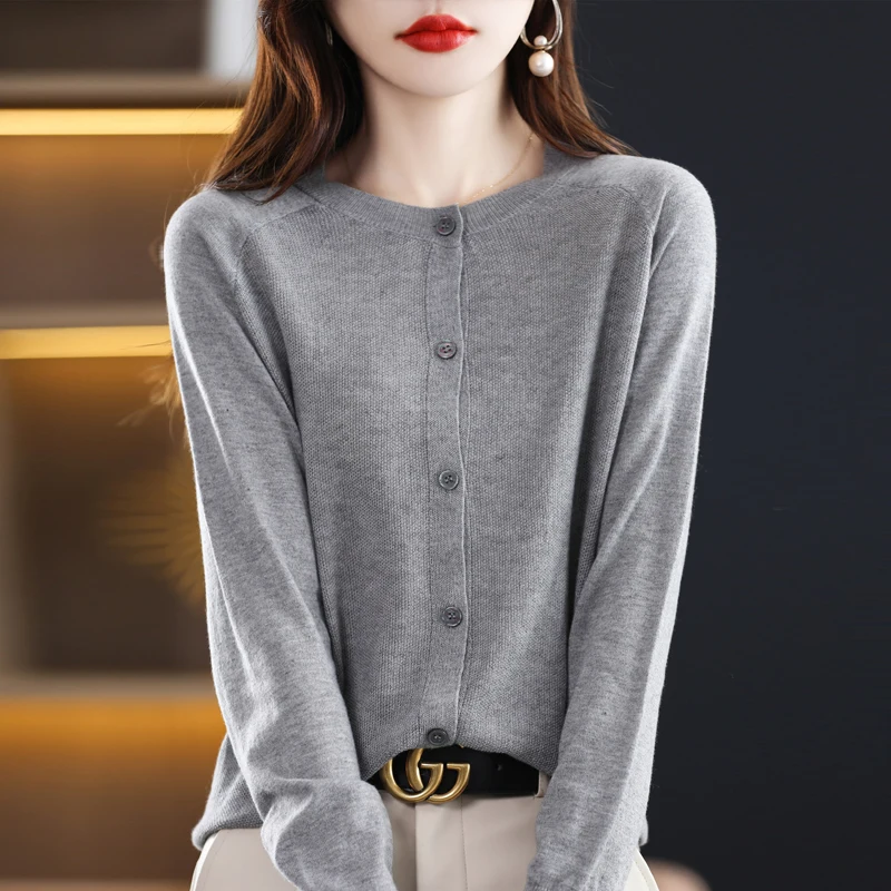 New Fashion Autumn Cashmere Cardigan Women O-neck Cardigan Cashmere Sweater 2023 Women
