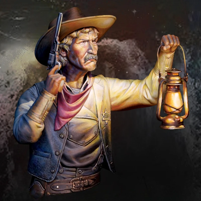 1/10 Scale Die-Cast Resin Bust Model Kit Wild West Sheriffs Statue Unassembled and Unpainted
